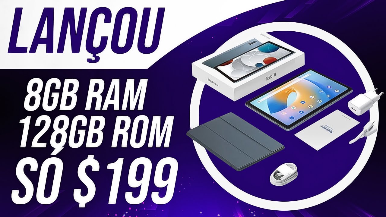 LANÇOU! SÓ $199 VAI RODAR TUDO 8GB RAM 128GB ROM BATERIA 6580MAH- TAB PAD 11 BLACKVIEW