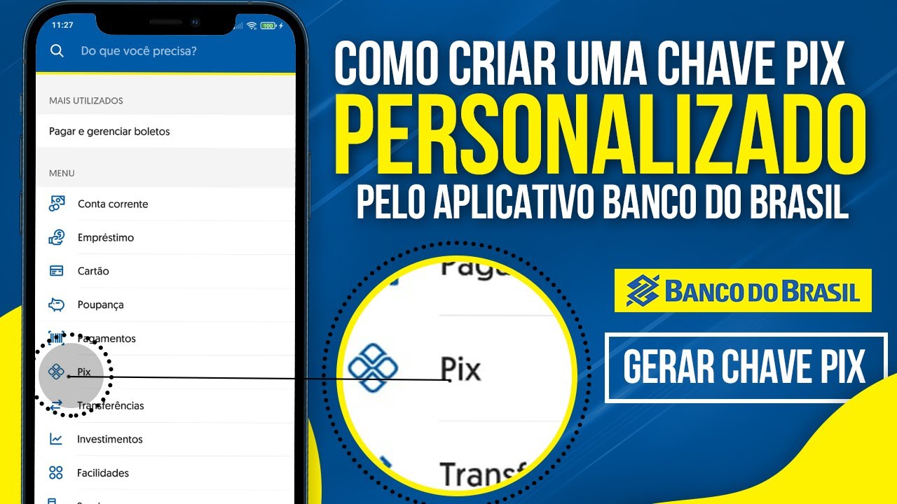 Como criar chave pix personalizada no aplicativo do seu banco, banco do brasil, Bradesco, caixa