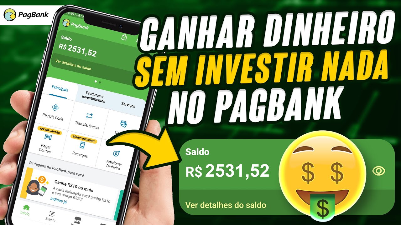 Como ganhar dinheiro com banco digital PagBank(PagSeguro) sem investir nada- passo a passo