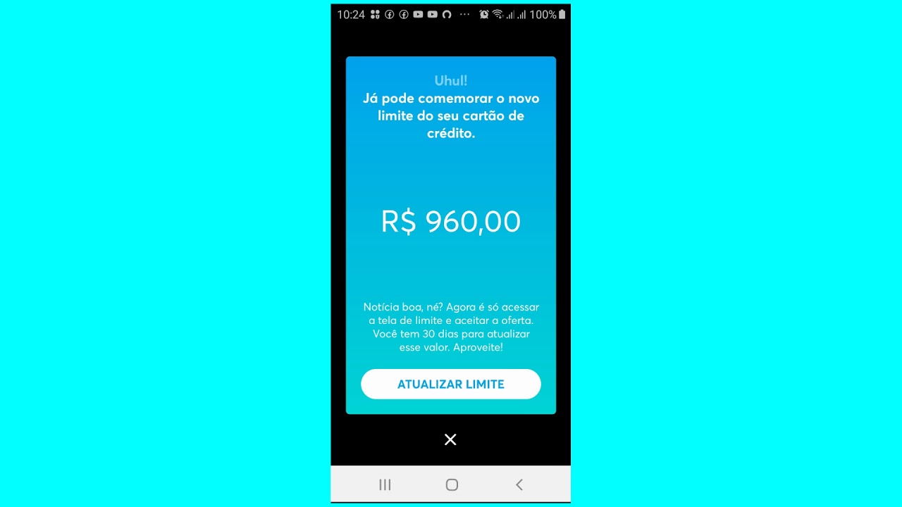 Aumentei o limite do cartão de crédito neon