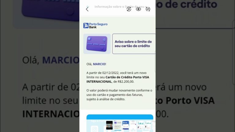 PORTOSEGURO DIMINUI O LIMITE DO CARTÃO DE CRÉDITO PELA METADE.