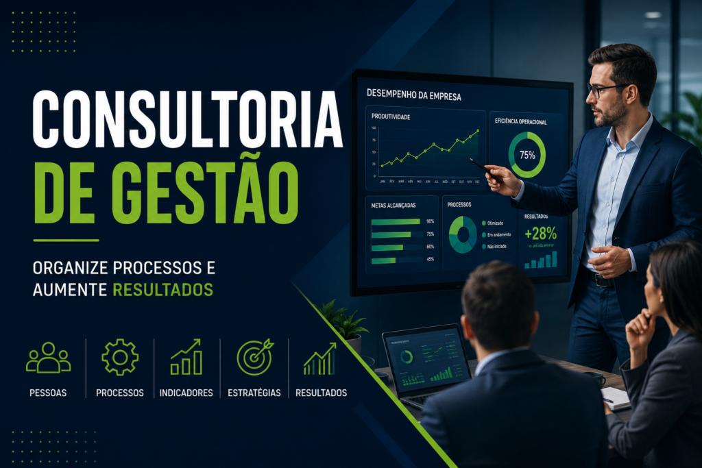 Consultoria de Gestão: Como Melhorar a Administração e os Resultados da Empresa 1 Bandeira de consultoria de gestão